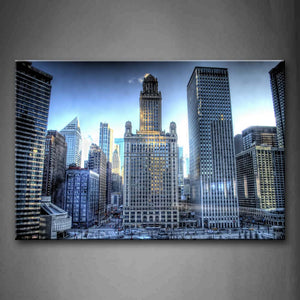 Tall Buildings With Many Windows In Chicago Wall Art Painting Pictures Print On Canvas City The Picture For Home Modern Decoration 