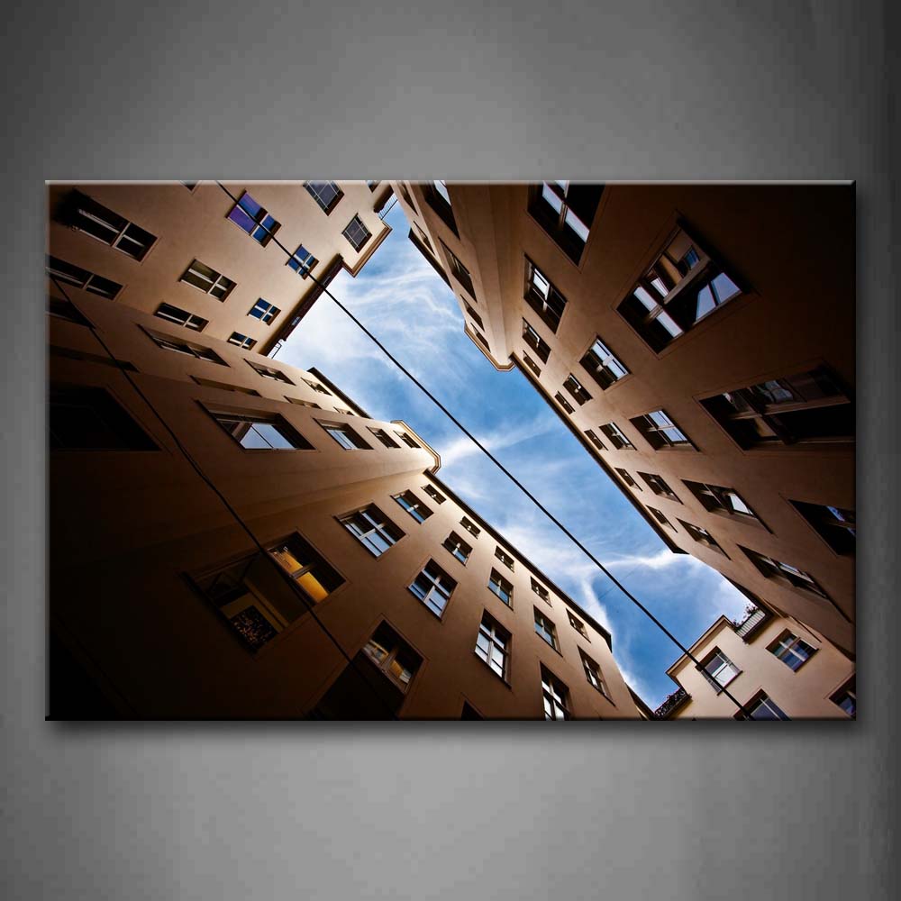 Tall Buildings And Clear Sky Wall Art Painting Pictures Print On Canvas City The Picture For Home Modern Decoration 