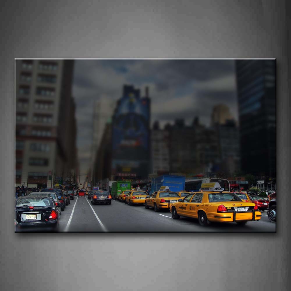 Heavy Traffic In The Street Of Manhattan Wall Art Painting Pictures Print On Canvas City The Picture For Home Modern Decoration 