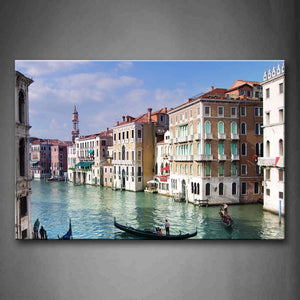 Orderly Buildings With Little Boats Over Water In Venice Wall Art Painting The Picture Print On Canvas City Pictures For Home Decor Decoration Gift 