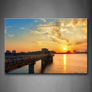 Quiet Pier Golden Sunset Glow Impassive Water Wall Art Painting The Picture Print On Canvas City Pictures For Home Decor Decoration Gift 