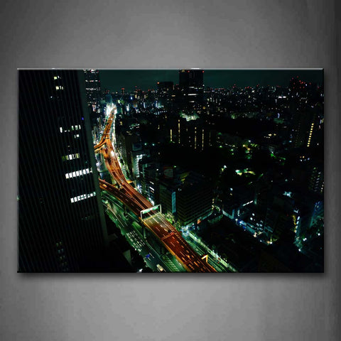 City With Dense Buildings At Night  Wall Art Painting Pictures Print On Canvas City The Picture For Home Modern Decoration 