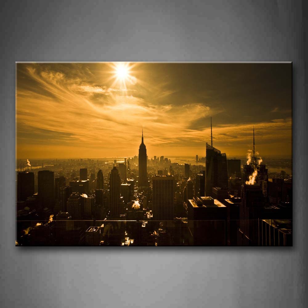 Tall Buildings Bright Sun Wall Art Painting The Picture Print On Canvas City Pictures For Home Decor Decoration Gift 