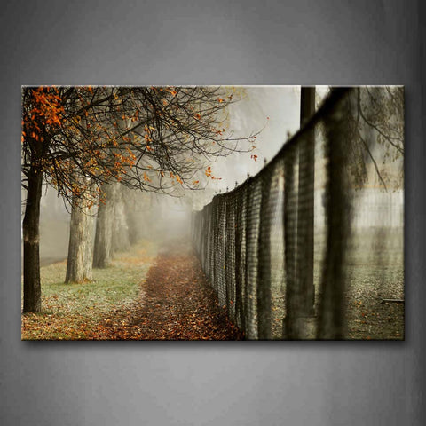 Net Fence In The Field With Lush Trees Wall Art Painting The Picture Print On Canvas City Pictures For Home Decor Decoration Gift 