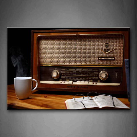 Big Radio Cup Book And Glasses Wall Art Painting The Picture Print On Canvas Art Pictures For Home Decor Decoration Gift 