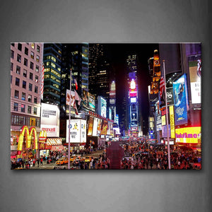 Kinds Of Stroes In Time Square At Night Wall Art Painting The Picture Print On Canvas City Pictures For Home Decor Decoration Gift 