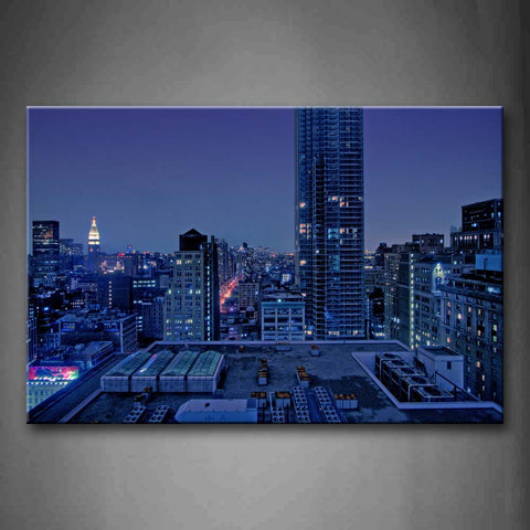 Tall Buildings In City With Little Light  Wall Art Painting Pictures Print On Canvas City The Picture For Home Modern Decoration 