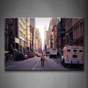 Street With Little People In Dense City Wall Art Painting Pictures Print On Canvas City The Picture For Home Modern Decoration 