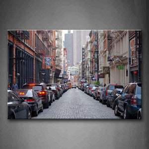 Orderly Apartment And Cars On The Street  Wall Art Painting The Picture Print On Canvas City Pictures For Home Decor Decoration Gift 