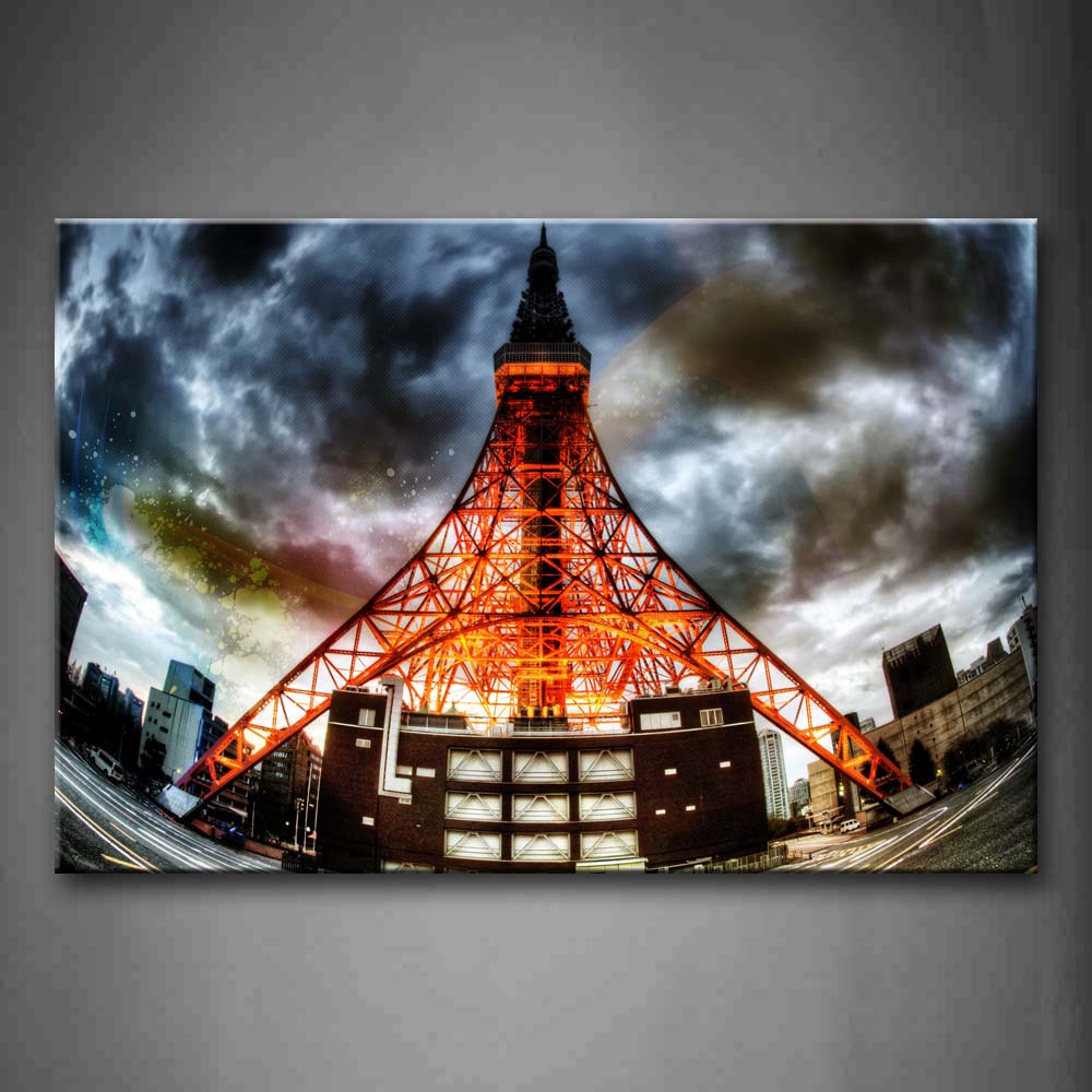 Huge Arch Of Tokyo Tower With Orange Light Wall Art Painting Pictures Print On Canvas City The Picture For Home Modern Decoration 