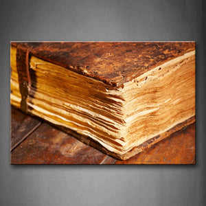 Brown Thick And Old Book On The Wooden Wall Art Painting The Picture Print On Canvas Art Pictures For Home Decor Decoration Gift 