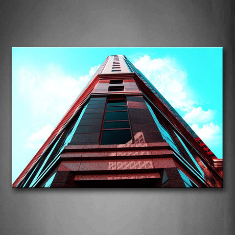 Tall Buildings In Red Clear Sky Above It Wall Art Painting Pictures Print On Canvas City The Picture For Home Modern Decoration 