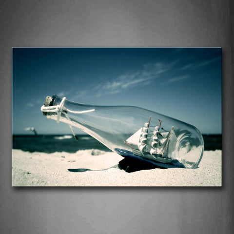 Transparent Bottle With Thing In It On The Beach Wall Art Painting Pictures Print On Canvas Art The Picture For Home Modern Decoration 