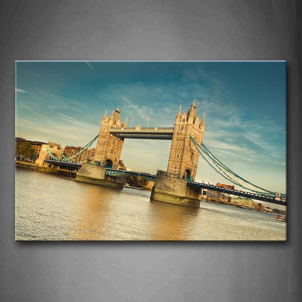 Impassive River Under Tower Bridge Clear Sky Wall Art Painting The Picture Print On Canvas City Pictures For Home Decor Decoration Gift 