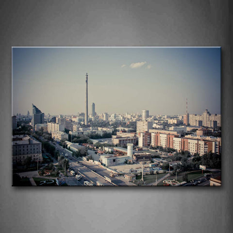 Clear Sky Free Street And Dense Buildings Wall Art Painting The Picture Print On Canvas City Pictures For Home Decor Decoration Gift 