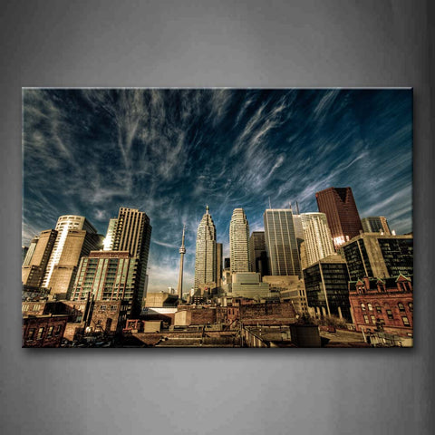 Bright Sky Tall Buildings In City Wall Art Painting Pictures Print On Canvas City The Picture For Home Modern Decoration 