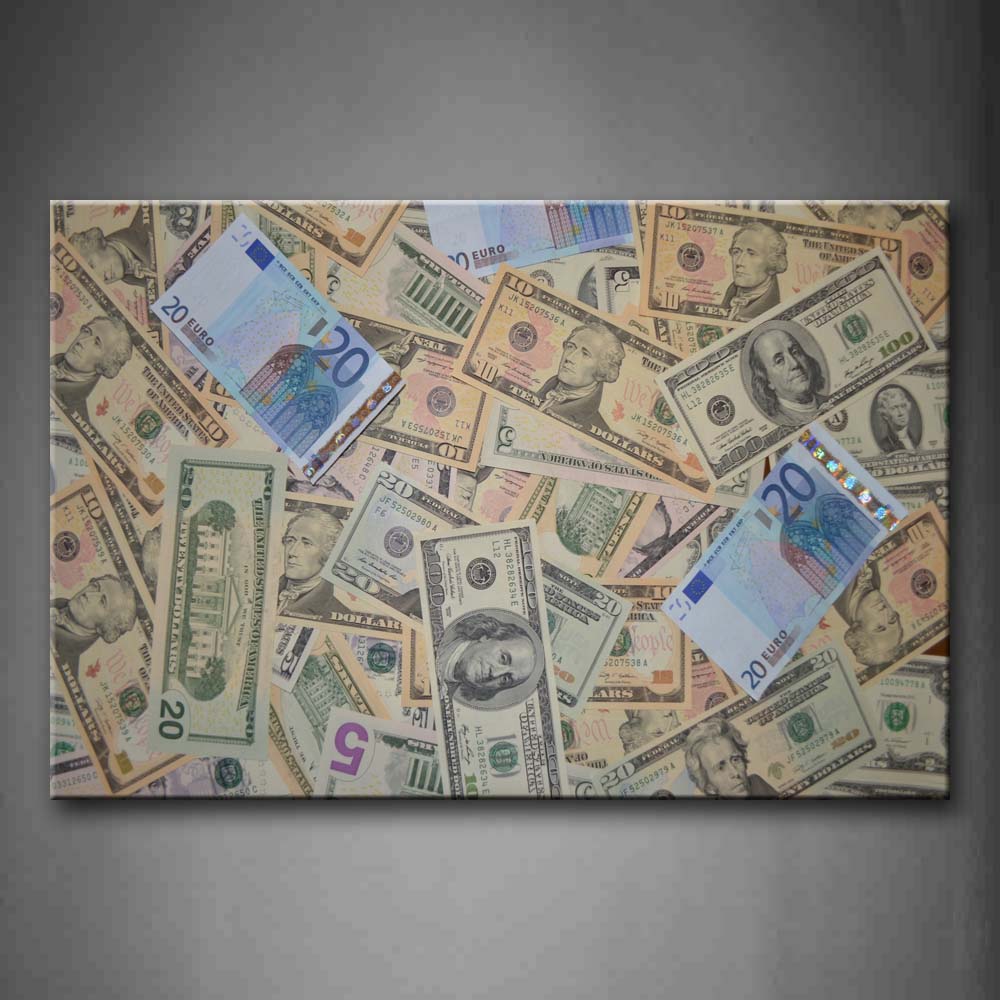 Money Piled In A Mess With Various Value Wall Art Painting The Picture Print On Canvas Art Pictures For Home Decor Decoration Gift 
