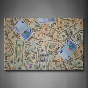 Money Piled In A Mess With Various Value Wall Art Painting The Picture Print On Canvas Art Pictures For Home Decor Decoration Gift 