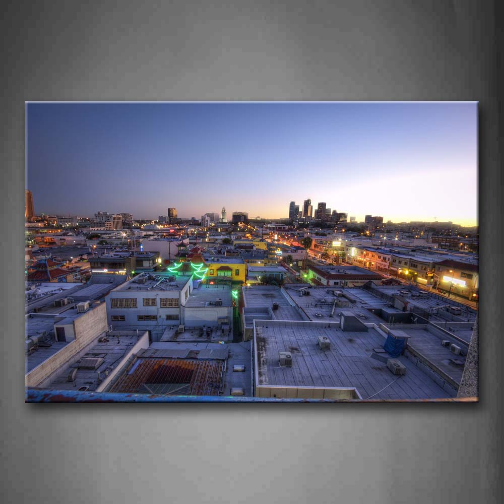 City With Clear Square Low Buidlings Wall Art Painting Pictures Print On Canvas City The Picture For Home Modern Decoration 