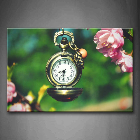 Noble Little Watch And Beautiful Flowers In Pink Wall Art Painting Pictures Print On Canvas Art The Picture For Home Modern Decoration 
