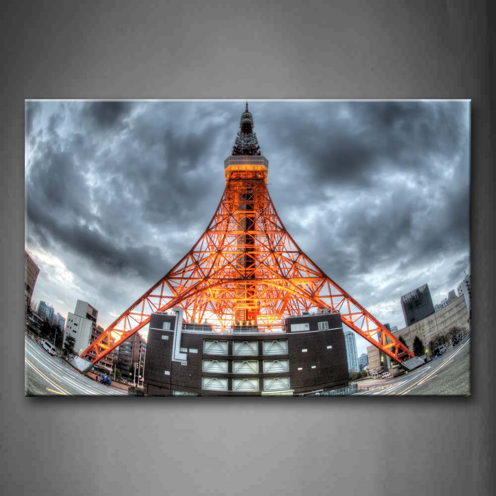 Buildings Clouded Sky Around Eiffel Tower In Golden Wall Art Painting The Picture Print On Canvas City Pictures For Home Decor Decoration Gift 