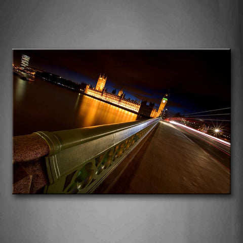 Brown Bridge With Golden Light Impassive Water  Wall Art Painting Pictures Print On Canvas City The Picture For Home Modern Decoration 