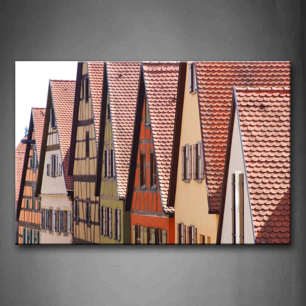 Buildings In The Same With Sharp Roofs Wall Art Painting The Picture Print On Canvas City Pictures For Home Decor Decoration Gift 