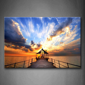 Bright Sunset Glow Wide Pier Without Person Wall Art Painting The Picture Print On Canvas City Pictures For Home Decor Decoration Gift 