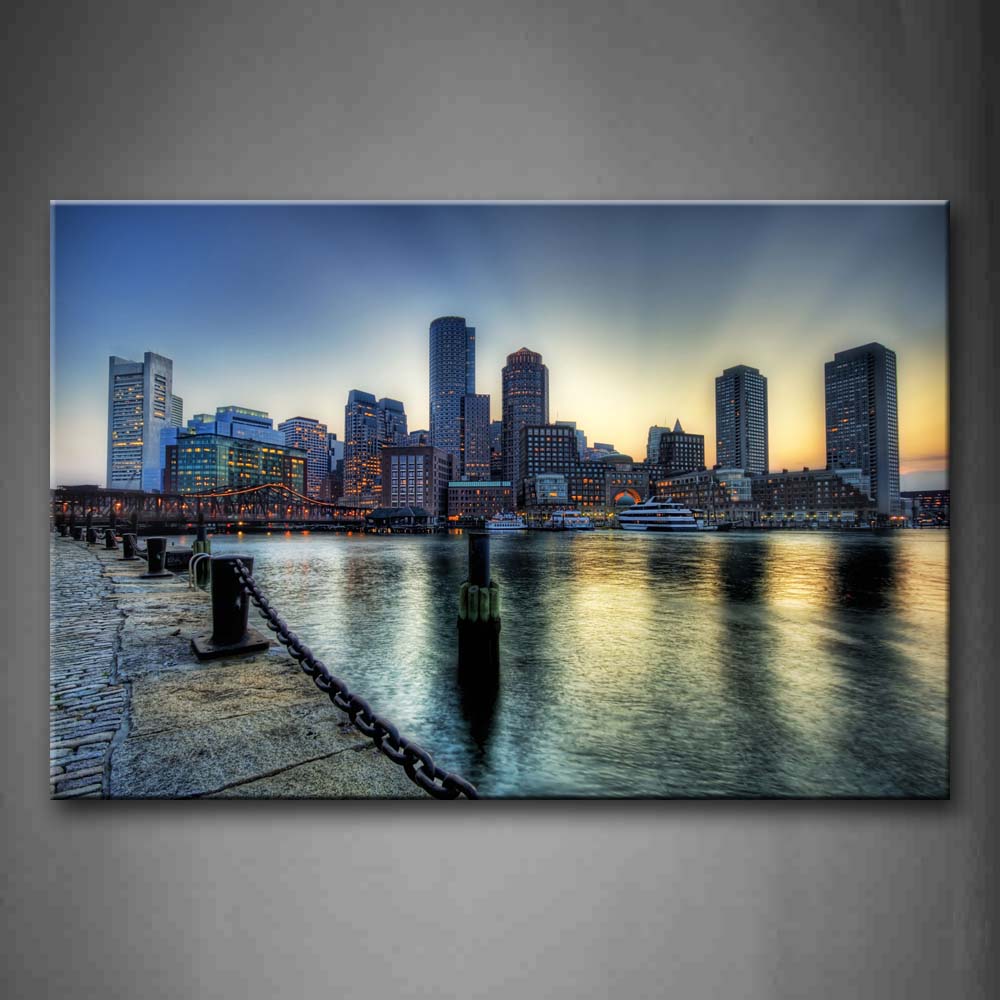 Buildings And Lake In City Wall Art Painting The Picture Print On Canvas City Pictures For Home Decor Decoration Gift 