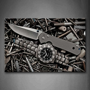 Black And White Watch Knife And Nails Wall Art Painting Pictures Print On Canvas City The Picture For Home Modern Decoration 