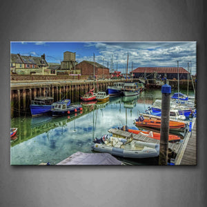 Lot Of Boats In Harbor Wall Art Painting Pictures Print On Canvas City The Picture For Home Modern Decoration 