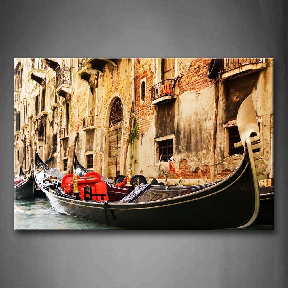 Old Houses And Boats Wall Art Painting The Picture Print On Canvas City Pictures For Home Decor Decoration Gift 