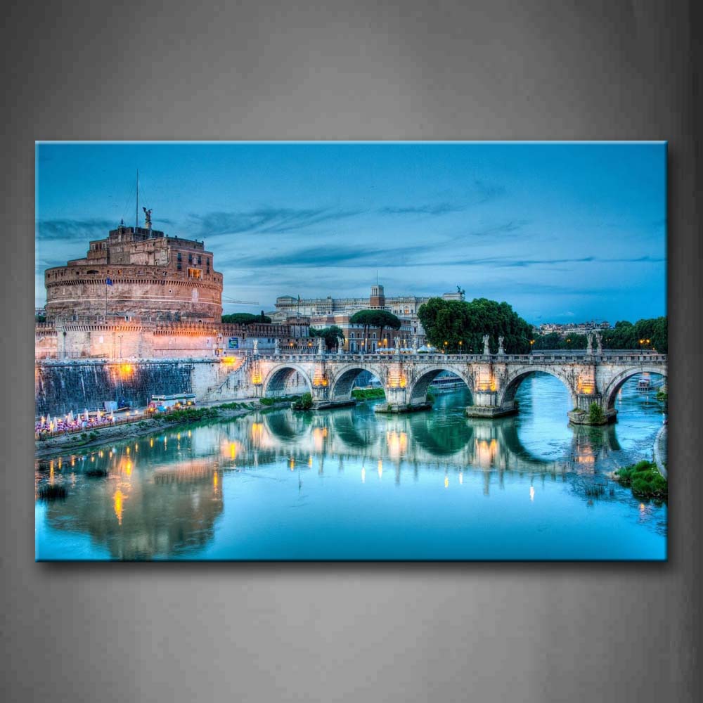 Bridge Clear River And Buildings Wall Art Painting Pictures Print On Canvas City The Picture For Home Modern Decoration 