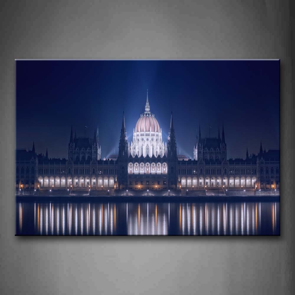 Pretty Buliding And Its Reflectin Wall Art Painting The Picture Print On Canvas City Pictures For Home Decor Decoration Gift 