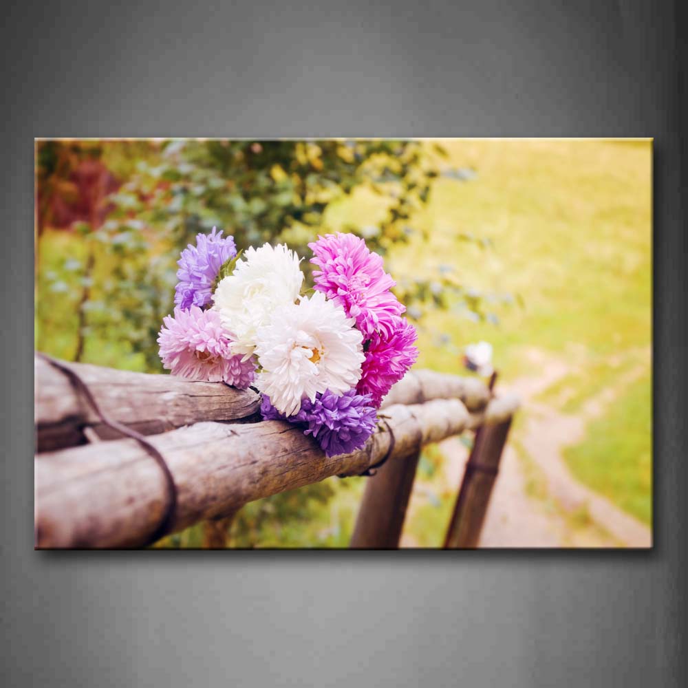 Pink A Bunch Of Flowers Tied In Wooden Wall Art Painting Pictures Print On Canvas Flower The Picture For Home Modern Decoration 