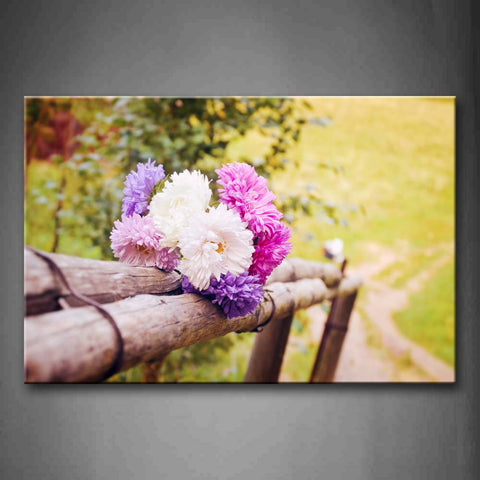 Pink A Bunch Of Flowers Tied In Wooden Wall Art Painting Pictures Print On Canvas Flower The Picture For Home Modern Decoration 