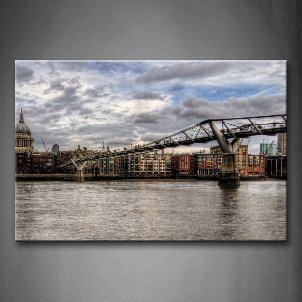 Splendid Millenium Bridge Above Sea Wall Art Painting Pictures Print On Canvas City The Picture For Home Modern Decoration 