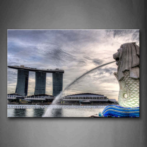 Marina Bay Sands And Small Fountain Wall Art Painting Pictures Print On Canvas City The Picture For Home Modern Decoration 