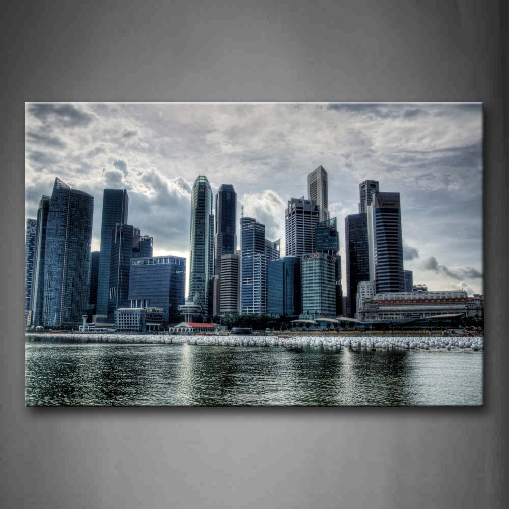 Tall Buildings And Bay In Singpore Wall Art Painting The Picture Print On Canvas City Pictures For Home Decor Decoration Gift 