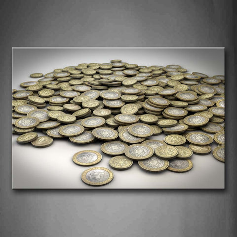 Coins Piled Up  Wall Art Painting The Picture Print On Canvas Art Pictures For Home Decor Decoration Gift 