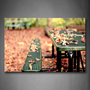 Red Leaves On The Bench Wall Art Painting Pictures Print On Canvas City The Picture For Home Modern Decoration 