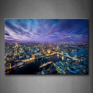 River And Crowded Buildings In London Wall Art Painting Pictures Print On Canvas City The Picture For Home Modern Decoration 