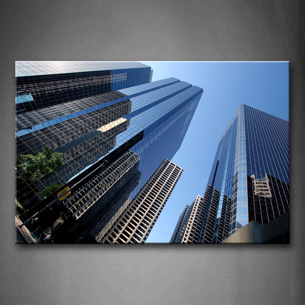 Blue Tall Building In Skyscraper Wall Art Painting The Picture Print On Canvas City Pictures For Home Decor Decoration Gift 