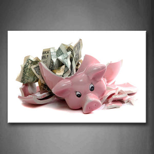 Pink Money And Broken Pot  Wall Art Painting Pictures Print On Canvas Art The Picture For Home Modern Decoration 
