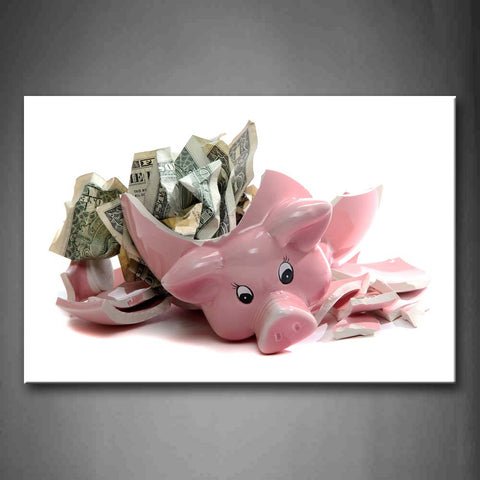 Pink Money And Broken Pot  Wall Art Painting Pictures Print On Canvas Art The Picture For Home Modern Decoration 