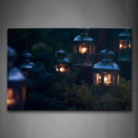 Small Lanterns In Plants Wall Art Painting Pictures Print On Canvas Art The Picture For Home Modern Decoration 