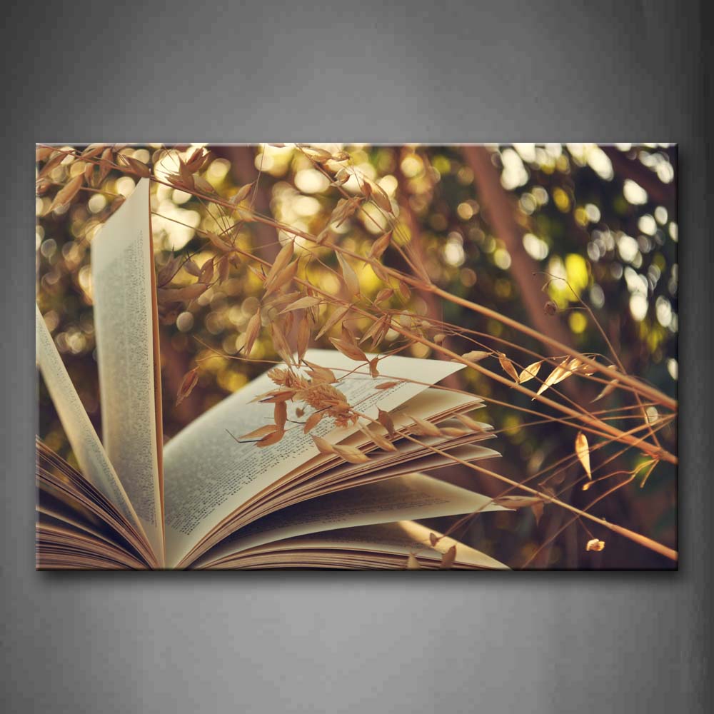 Brown Book And Dry Plant Wall Art Painting Pictures Print On Canvas Art The Picture For Home Modern Decoration 