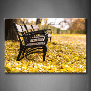 Benches And Leaves On Ground Wall Art Painting The Picture Print On Canvas City Pictures For Home Decor Decoration Gift 