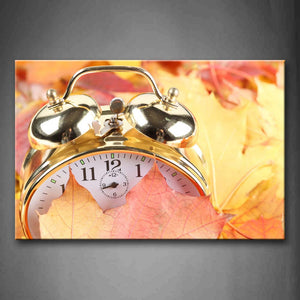 Clock And Maple Leaves Wall Art Painting Pictures Print On Canvas Art The Picture For Home Modern Decoration 