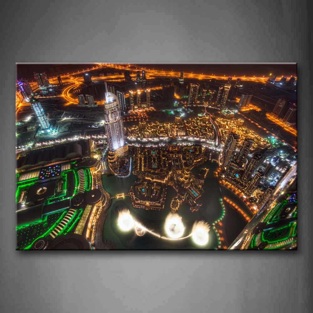 Fancy City Scenic At Night Wall Art Painting Pictures Print On Canvas City The Picture For Home Modern Decoration 